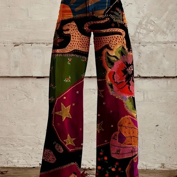 Bohemian Gift Shop | Jeans | Womens Vintage Gallery Print Wide Leg ...